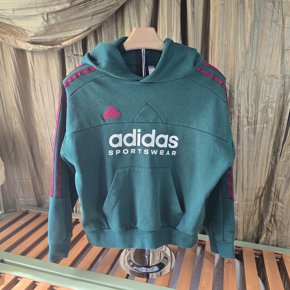 Adidas Green Hoodie with Red Accents
